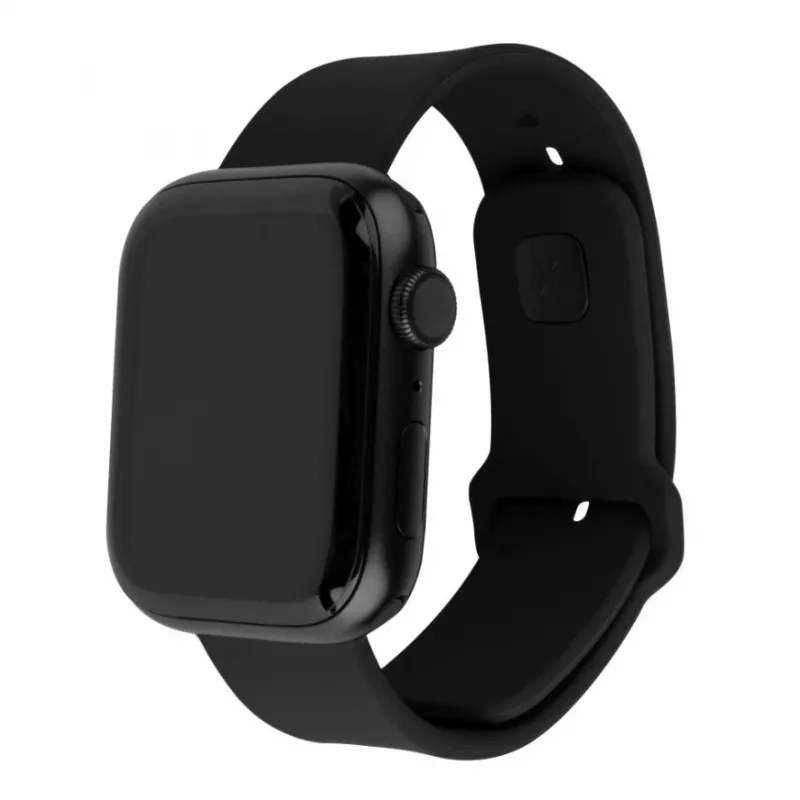Silikono dirželio rinkinys FIXED FIXSST2-434-BK, skirtas Apple Watch 42/44/45mm – juodas, fiksuotas sportinis dizainas