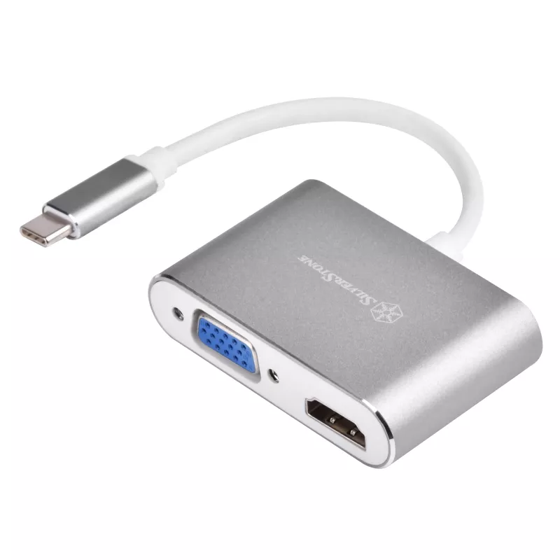 Išorinis vaizdo adapteris SidabrinėSTONE EP16 USB-C 3.1 su HDMI ir VGA išvestimis
