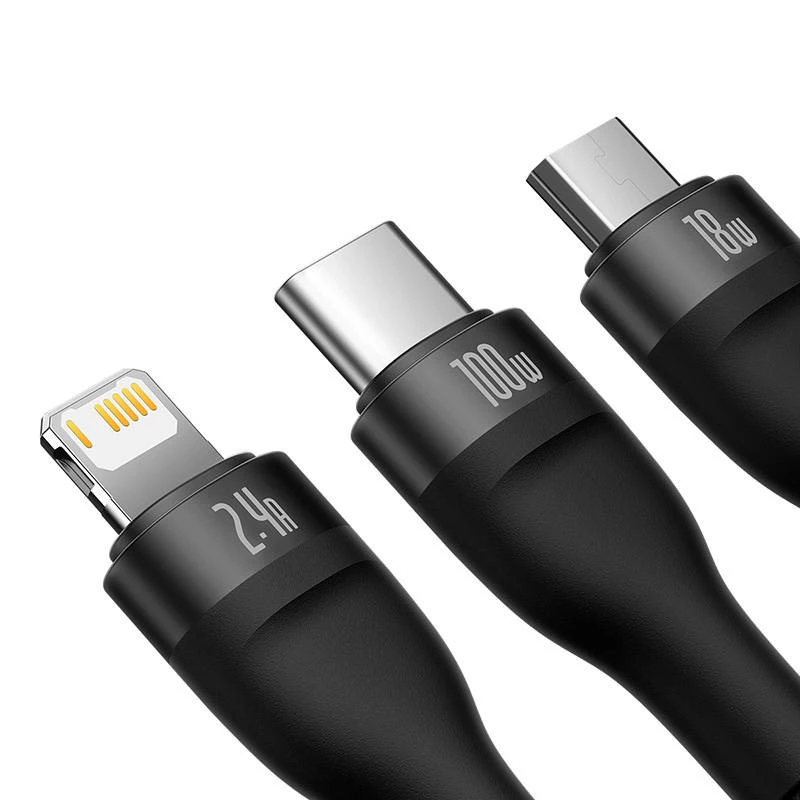 USB laidas Baseus SUP0003351 1,2 m USB A USB C/Micro USB-A/Lightning juodas