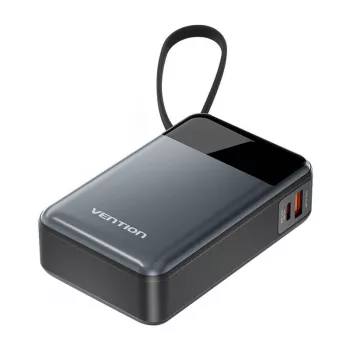 Nešiojama išorinė baterija Vention FHYB0 20000mAh 65W, 2× USB-C, 1× USB-A, juoda