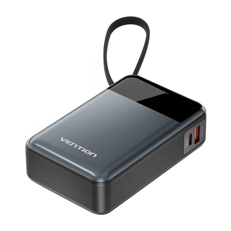 Nešiojama išorinė baterija Vention FHYB0 20000mAh 65W, 2× USB-C, 1× USB-A, juoda