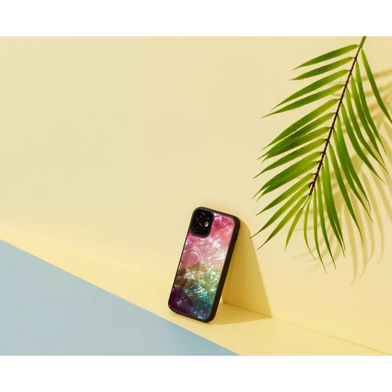 Apsauginis telefono dėklas iKins, skirtas Apple iPhone 12 mini — vandens gėlių dizainas, juodas