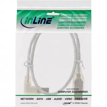 Microconnect USBAB5ANGLED-L USB laidas USB 2.0 5 m USB A USB B Baltas