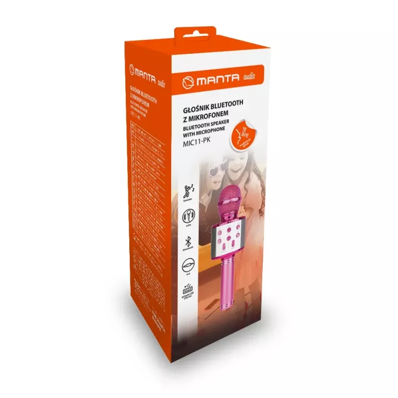 Mikrofonas MANTA MIC11-PK Rožinis — laidinis 3,5 mm lizdas, lengvas rankinis