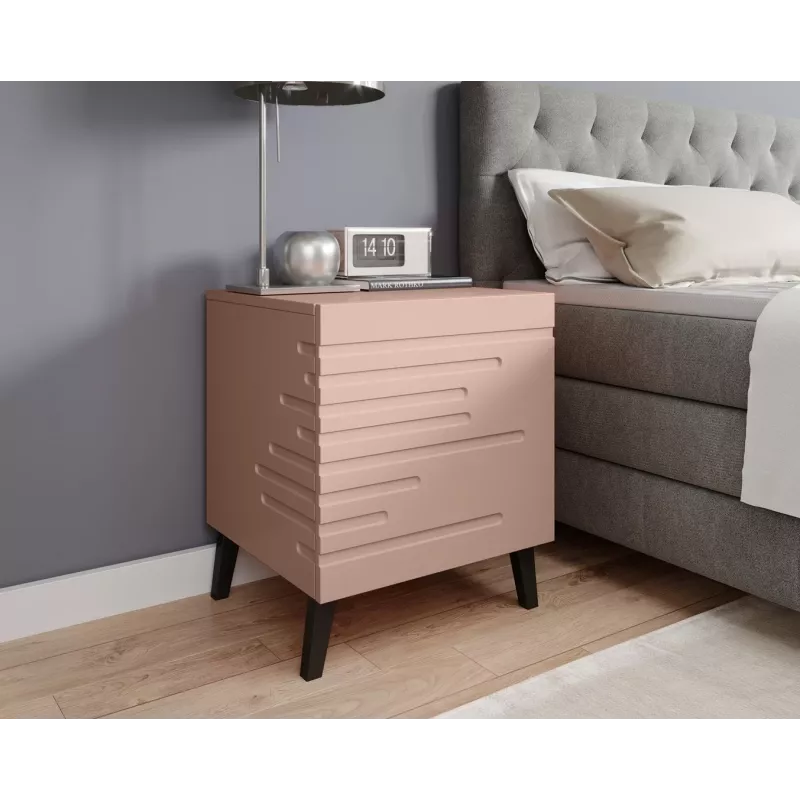 Naktinis staliukas cama meble NOVA 44x40x52 cm rožinis matinis, 1 stalčius, 16 mm korpusas