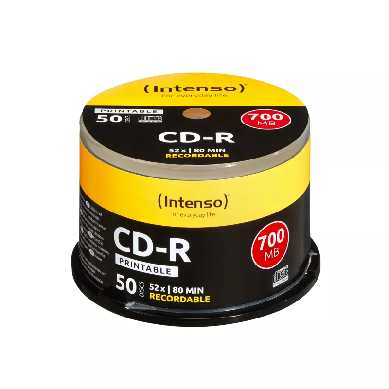 CD-R Intenso 1801125 700 MB 52x Spausdinami 50 vnt. Verpstėje