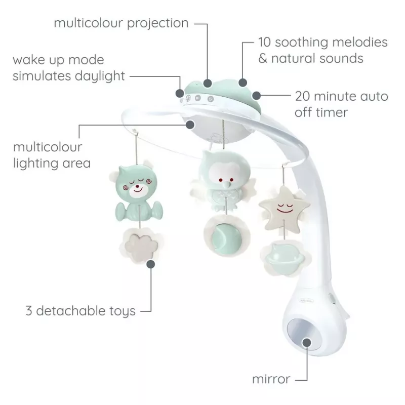 Muzikinis žaislas B-kids Musix Box 3in1 Green — 3-in-1 interaktyvi kūdikių muzikos dėžutė su lemputėmis ir mygtukais