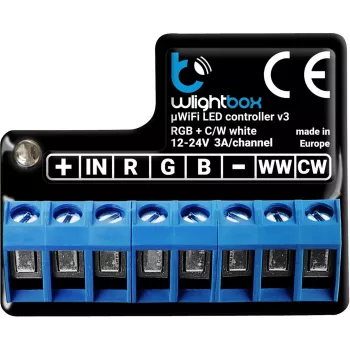 BLEBOX wLightBox v3 WiFi I/O modulis 1x dvejetainė įvestis 1x RGBW/CCT LED išvestis