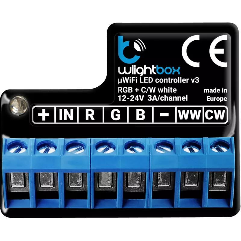 BLEBOX wLightBox v3 WiFi I/O modulis 1x dvejetainė įvestis 1x RGBW/CCT LED išvestis