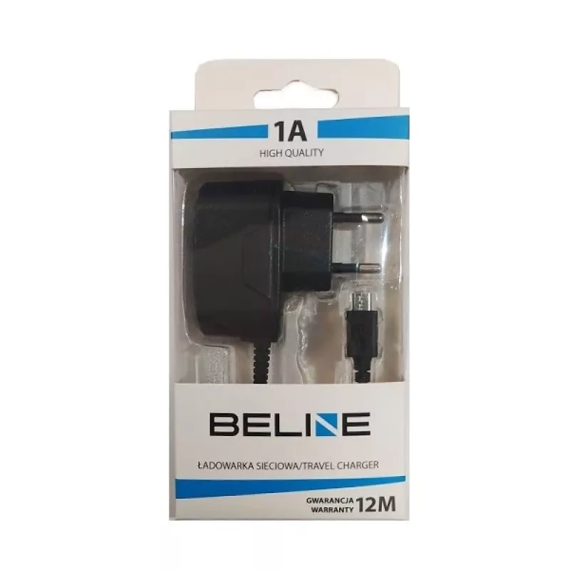 Kelioninis prietaiso įkroviklis Beline Beli0013 microUSB 1A juodas — kompaktiškas 1A USB sieninis adapteris