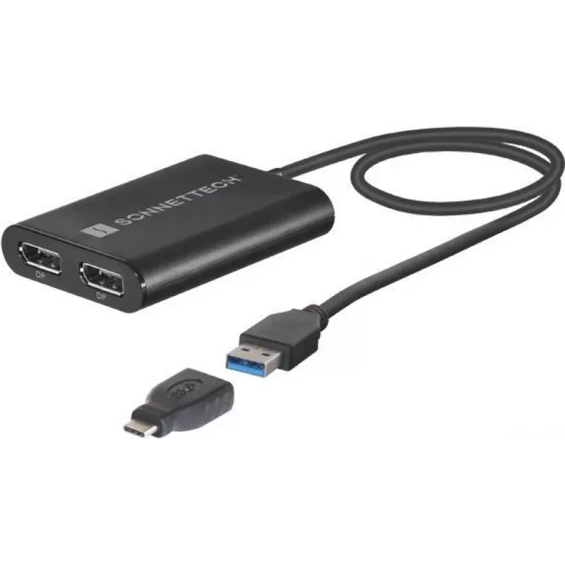 Sonnet USB3-DDP4K vaizdo kabelis-adapteris USB Type-A 2 x DisplayPort juodas (USB3-DDP4K)