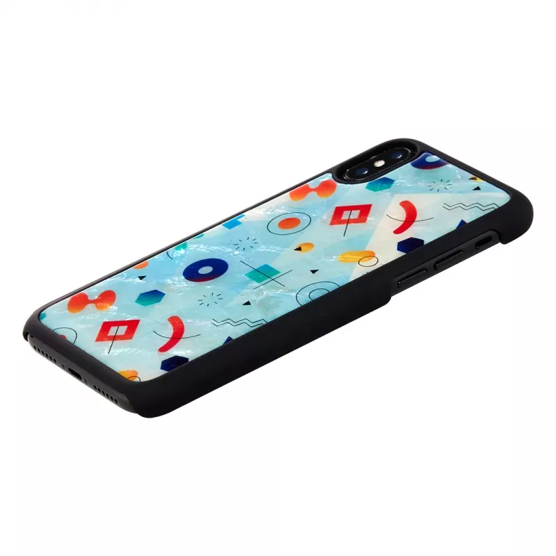 iKins išmaniojo telefono dėklas, skirtas iPhone XS / XS Max, juodo akmens dizaino, apsauginė galinė dangtelis