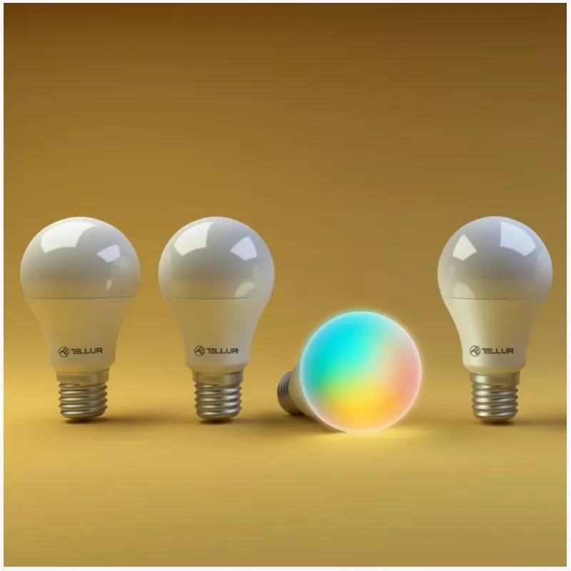 Išmanioji lemputė Tellur E27 RGB Dimmer – Wi‑Fi RGBW E27 išmanioji lemputė su reguliavimu