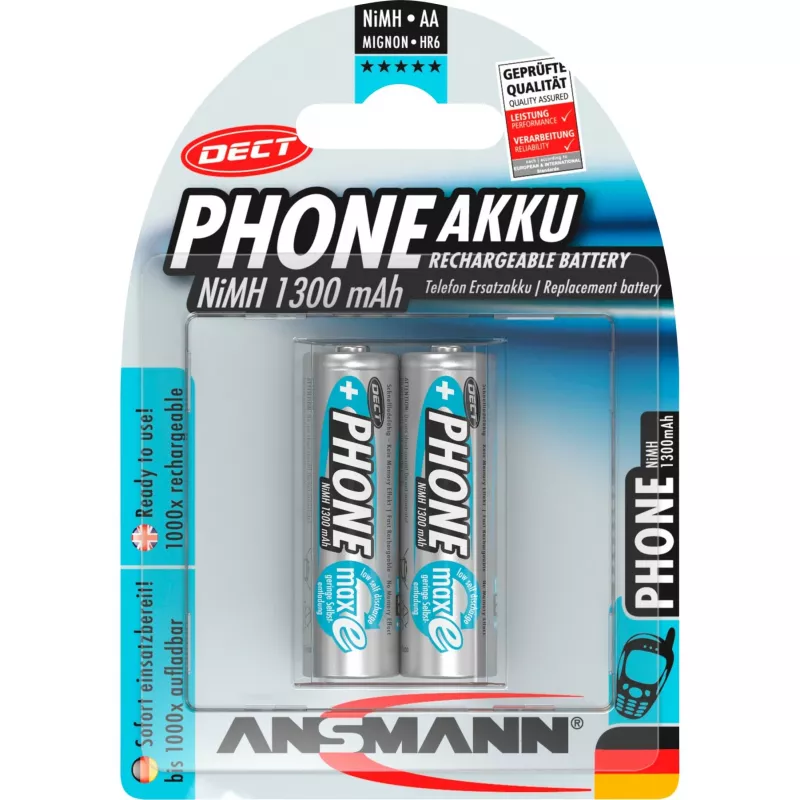 Ansmann Phone DECT NiMH baterija, (AA), 1300 mAh, 2 vnt. pakuotėje (5030802)