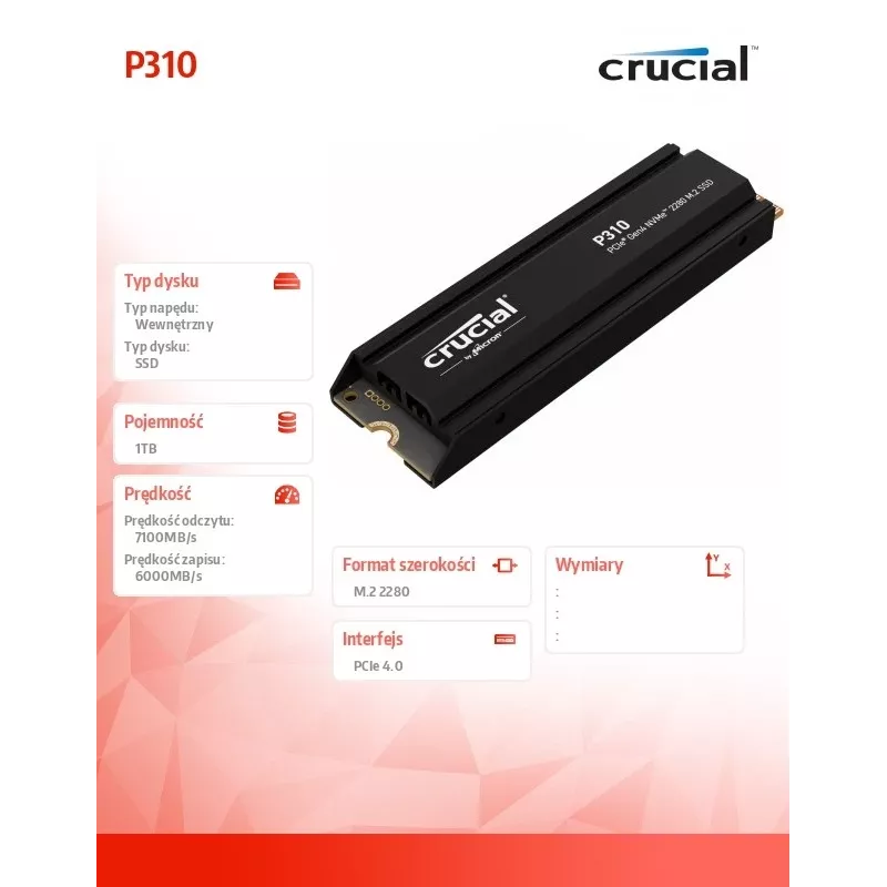 SSD diskas Crucial 1 TB M.2 PCI Express 4.0 NVMe P310