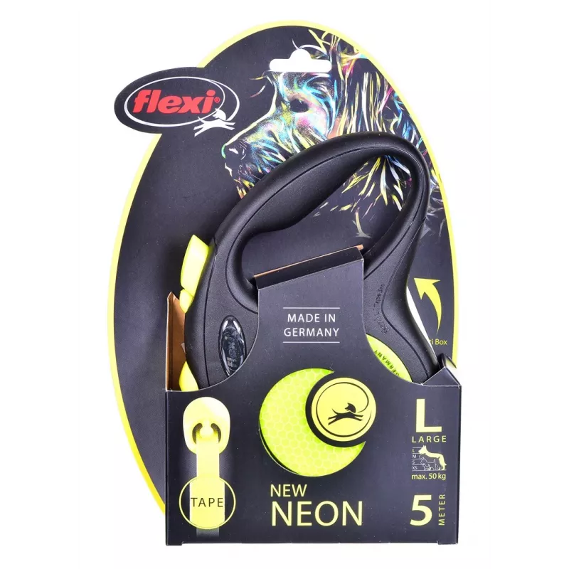 FLEXI nauja Neon L - ištraukiamas pavadėlis - 5 m