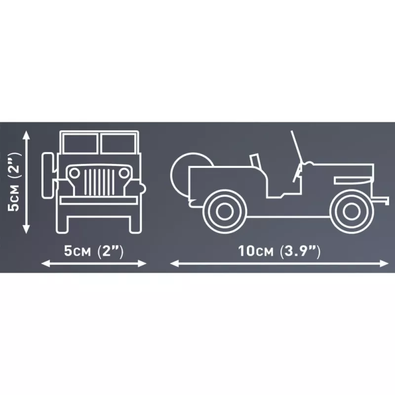Konstrukcinis žaislas Cobi Jeep Willys CJ-2A žalias modelis 24517 – kaladėlių rinkinys