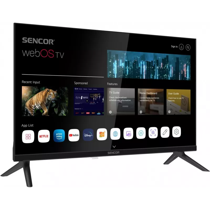 24 colių SENCOR SLE 24S803B HD Ready SMART TV su webOS, Wi-Fi, Bluetooth, DVB-T2/C/S2, 1366×768