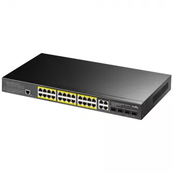 Valdomas komutatorius Cudy GS2028PS4 L2 Gigabit Ethernet 24 prievadai PoE 1U juodas
