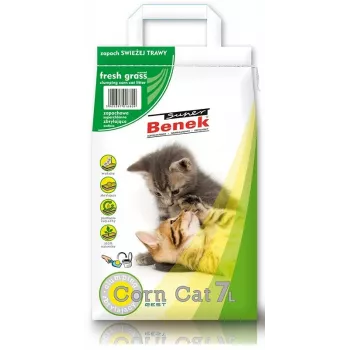 Certech Super Benek Corn Cat Fresh Grass - kukurūzų kraiko kačių kraikas, sulimpantis, 7 l