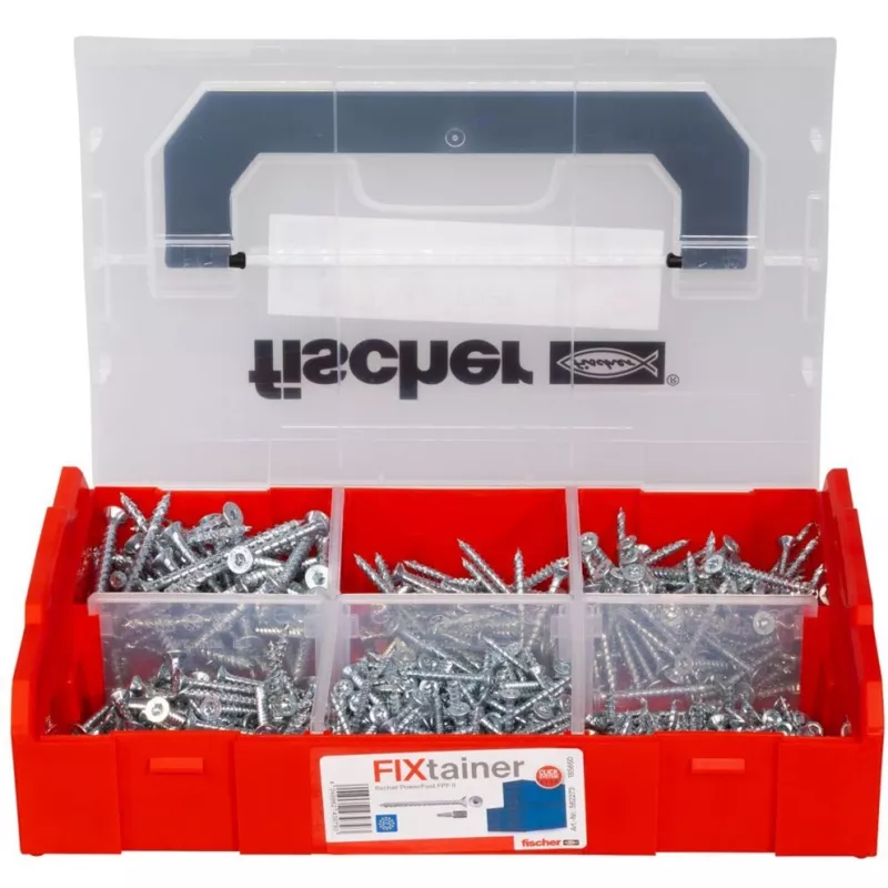 Varžtų rinkinys FISCHER FixTainer PowerFast II, 702 vnt., pilnas sriegis, cinkuotas
