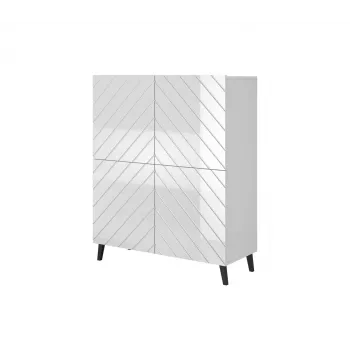 Lentynų blokas cama meble ABETO 100.5 x 40 x 121.5 cm balta/blizgi balta, ant grindų stovinti prie sienos tvirtinama spintelė