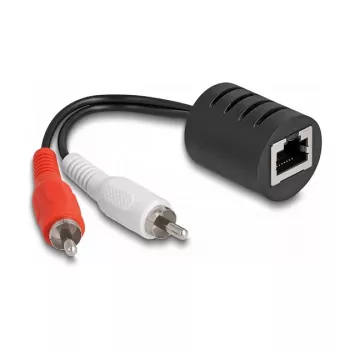 DELOCK 87857 garso kabelis 2 x RCA RJ-45 juodas raudonas baltas