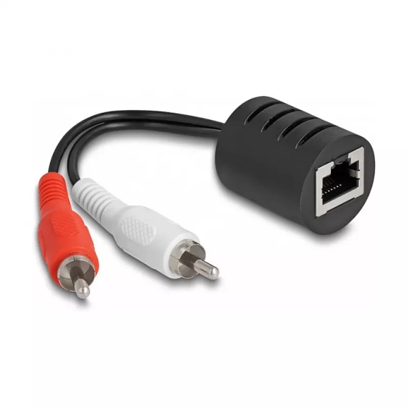 DELOCK 87857 garso kabelis 2 x RCA RJ-45 juodas raudonas baltas