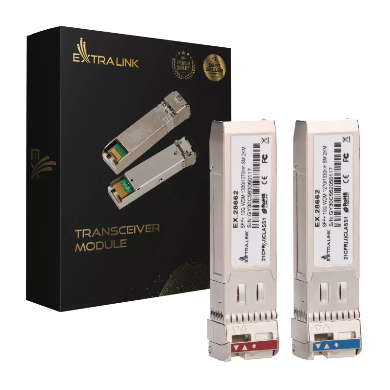 Extralink SFP+ 10G | SFP+ WDM modulis | 10 Gbps 1270/1330 nm, vienmodis, 2 km, pora