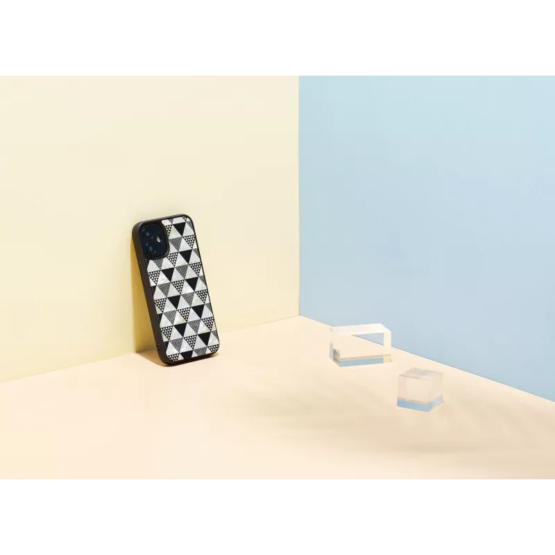 Apsauginis telefono dėklas iKins, skirtas Apple iPhone 12 mini, piramidės tekstūra, juodas