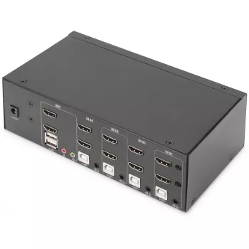 KVM jungiklis Digitus DS-12883 4 prievadų dvigubas ekranas 4K HDMI USB