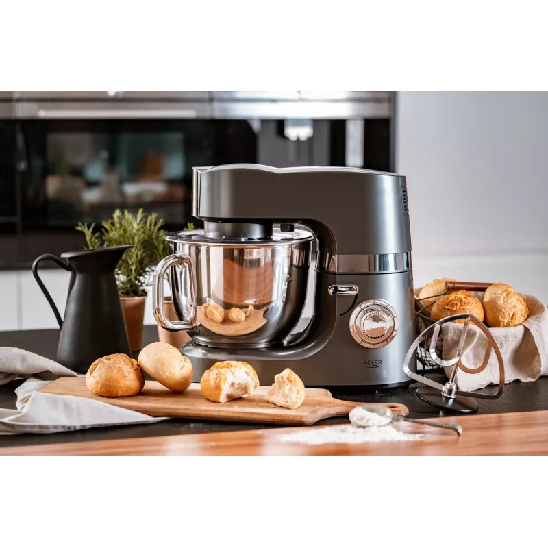 Virtuvinis kombainas Adler AD 4221 — 7 L nerūdijančio plieno dubuo, 1200 W, 6 greičių, planetinis sukimasis