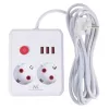 Maitinimo lizdų blokas MACLEAN MCE388 W — 2 lizdai, 3×USB, 110–240V, 2500W, 3 m laidas, baltas