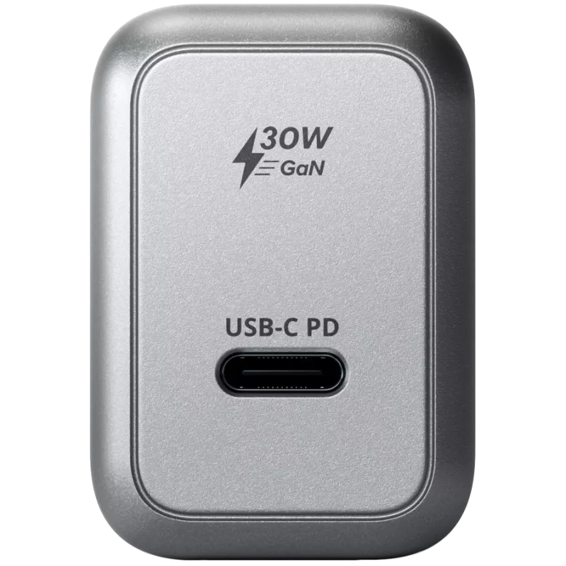 Mobiliojo įrenginio įkroviklis Satechi ST-UC30WCM-EU — Universalus vidaus kintamosios srovės įkroviklis su 1× USB-C, juoda/sidabrinė