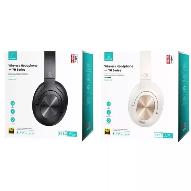 Usams ausinės Bluetooth 5.3 Uždedamos Us-yh serijos Juodos/juodos TDLYEJYS01