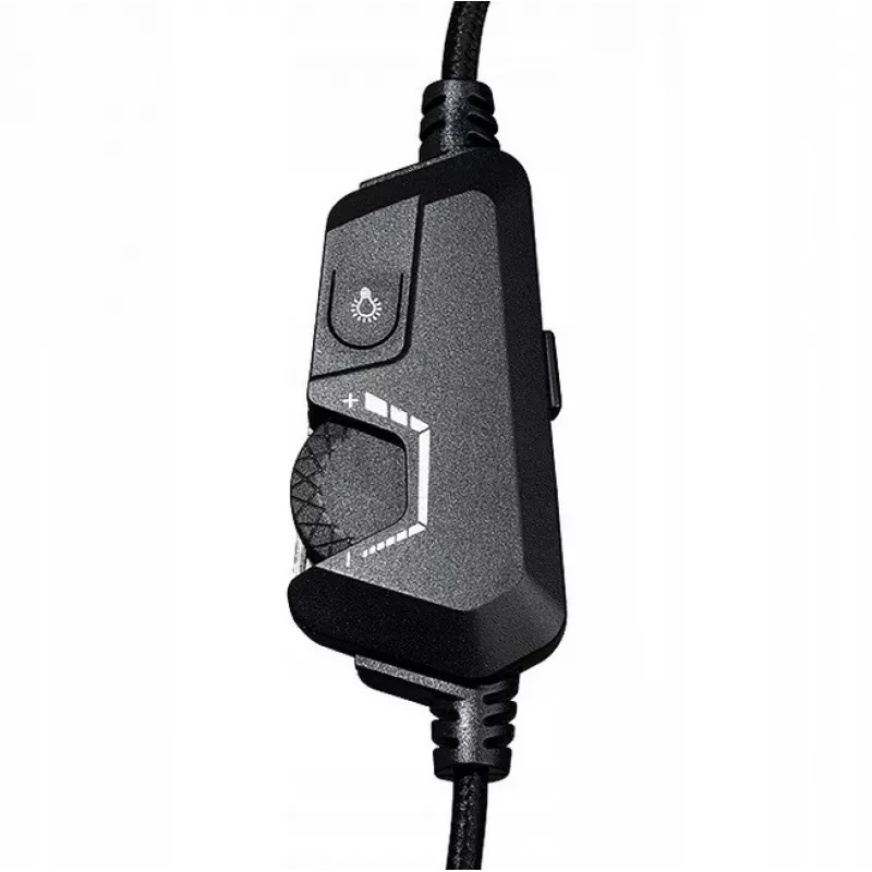 Laidinės žaidimų ausinės mad-catz P.I.L.O.T. 5 — binauralinės, virtualus 7.1 garsas, 50 mm garsiakalbiai, RGB apšvietimas, USB, 2 m laidas, vienkryptis mikrofonas