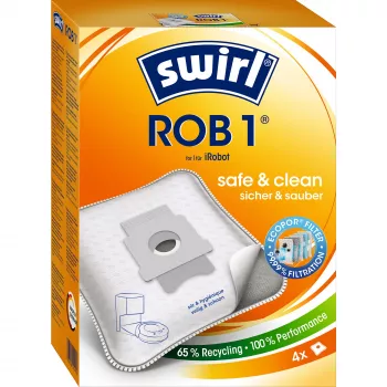 Dulkių siurblių dulkių maišeliai SWIRL EcoPor ROB1 suderinami pakaitiniai įvairiems dulkių siurbliams, popierinis mikrofiltras, 5 vnt. pakuotė