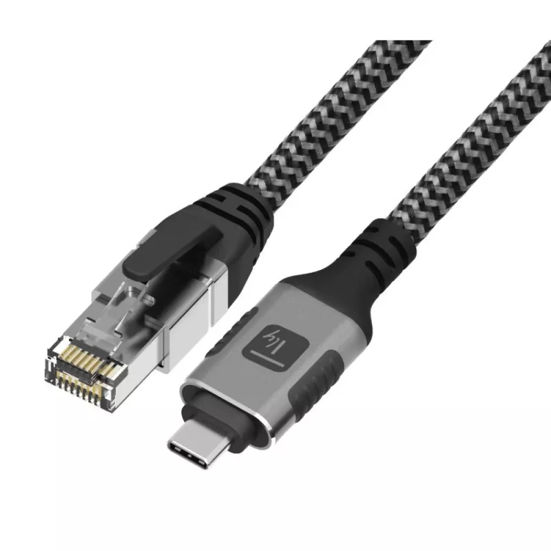 Techly ICOC U3C-RJ45-010 tinklo kabelis, sidabrinis, juodas, 1 m, Cat6, F/UTP (FTP)