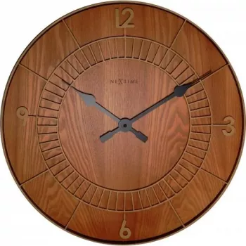 NeXtime klok 3113br Wood Round, Ø50 cm, Sieninis, Rudas