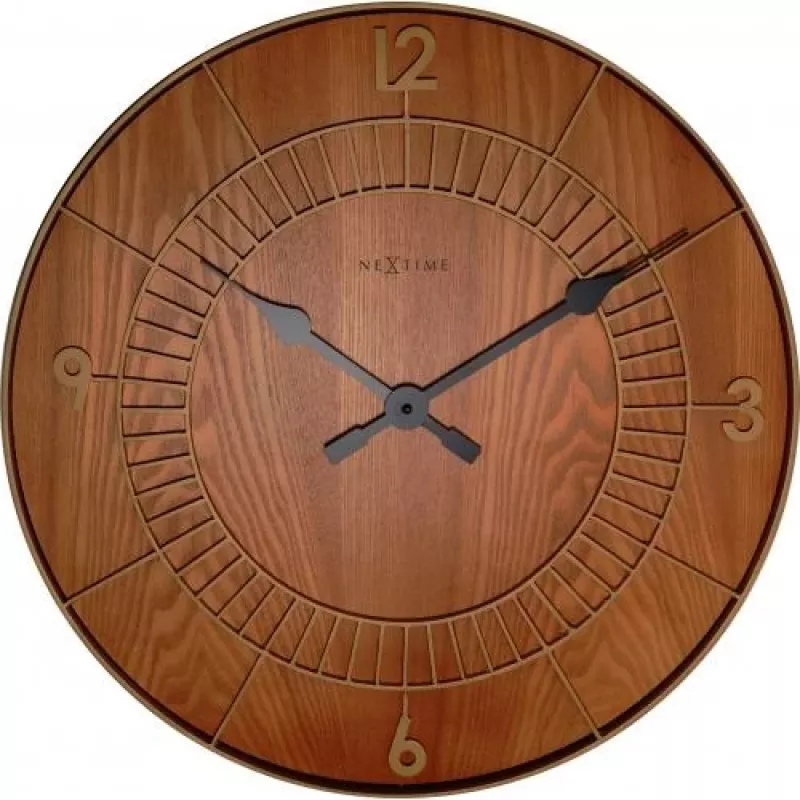 NeXtime klok 3113br Wood Round, Ø50 cm, Sieninis, Rudas