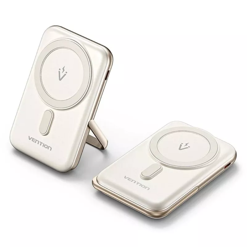 Išorinė baterija Vention 10000mAh Magnetic Wireless 20W — 10000 mAh, 3 A išvestis, USB-C, balta