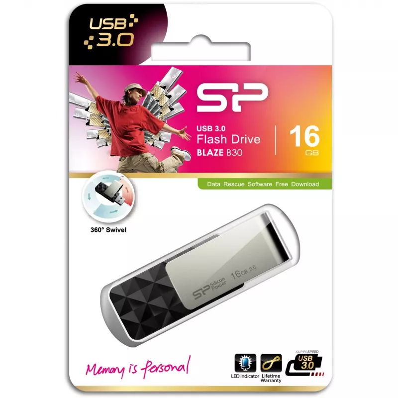 USB atmintinė Silicon Power 16 GB USB Type-A 3.2 Gen 1 Blaze B30