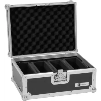 Flightcase Roadinger EC-4AC 4× AKKU plokščias Light serijai — apsauginis transportavimo dėklas