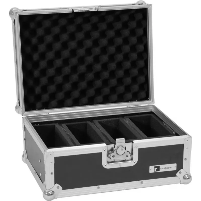 Flightcase Roadinger EC-4AC 4× AKKU plokščias Light serijai — apsauginis transportavimo dėklas
