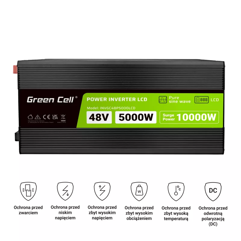 LCD keitiklis 48V 5000W/10000W gryna sinusinė su ekranu