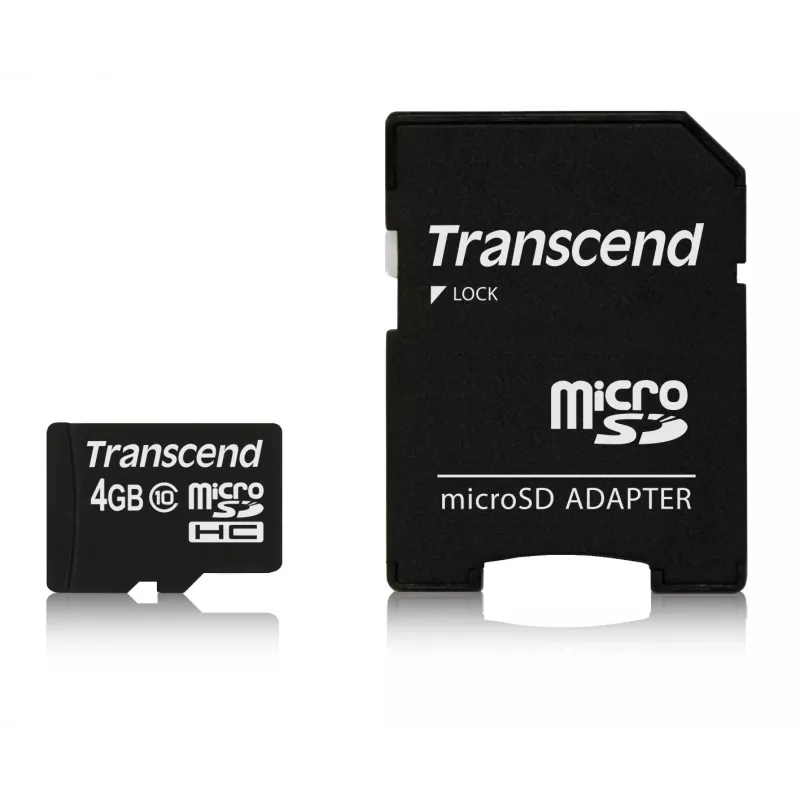 „Transcend“ 4 GB „MicroSDHC“ „Class 10“ atminties kortelė su adapteriu