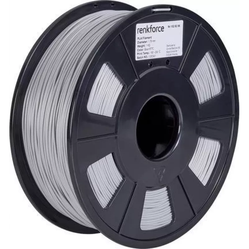 Renkforce RF-4511204 3D spausdinimo medžiaga Polipieno rūgštis (PLA) Sidabrinė 1 kg (RF-4511204)