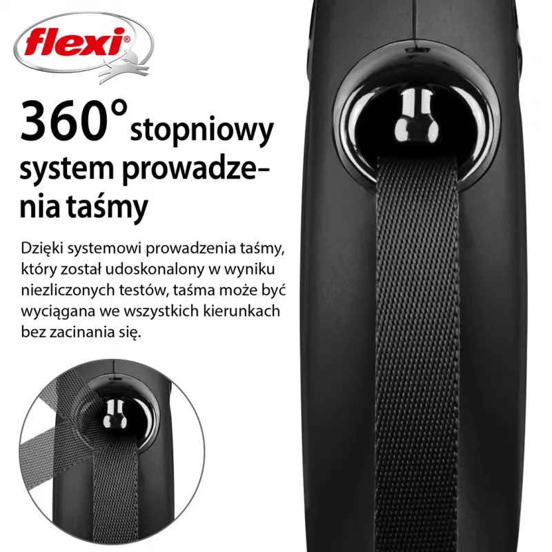Ištraukiamas šuns pavadėlis Flexi New Classic L 5 m Juodas – laidas, didelėms veislėms (25–45 kg), maks. apkrova 50 kg