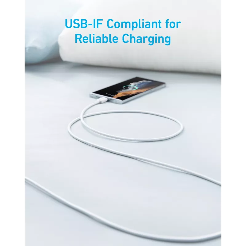 USB A–USB C laidas Anker A81H5G21 — 0,9 m, baltas