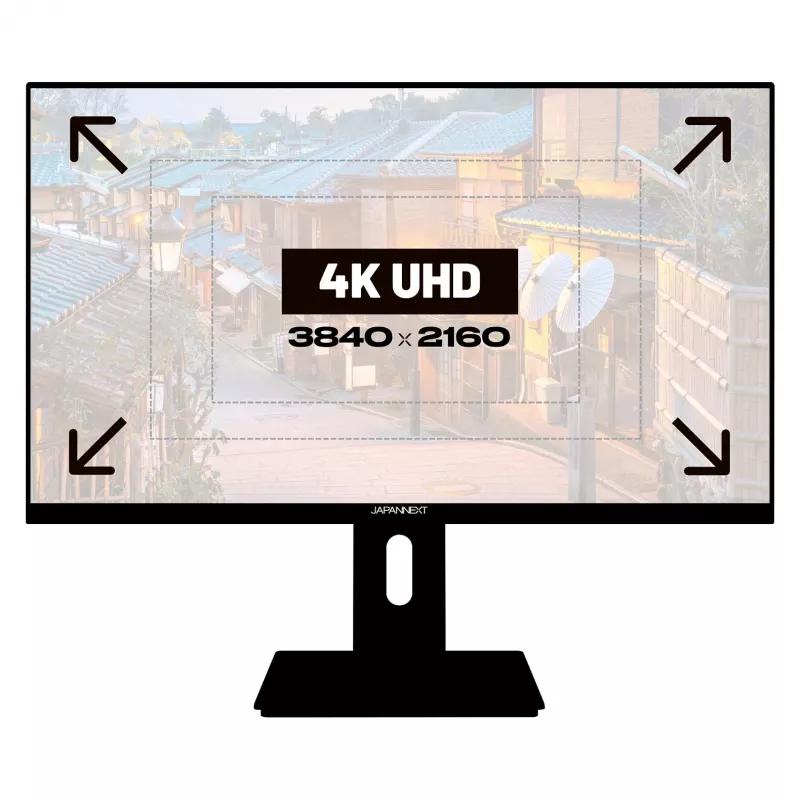 JAPANNEXT 4K UHD monitorius 60,45 cm (23,8 col.) 3840 x 2160 pikselių, IPS skydelis, 8 ms, 60 Hz, AMD FreeSync, HDMI, DisplayPort (JN-IPS2380UHDR-C65W-HSP)